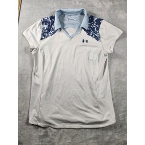 Under Armour Golf Shirt‎ Womens Large White UPF 30 Collared Performance Active